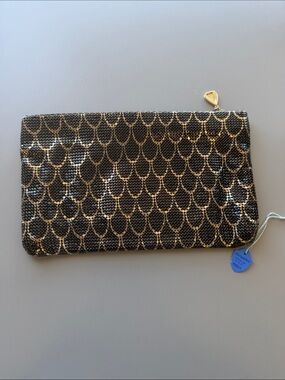 Whiting & Davis Black and Gold Mesh Evening Clutch